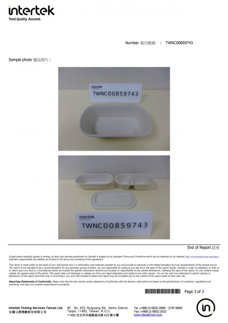 2020 Sugarcane Lunch Box Intertek Testing Report