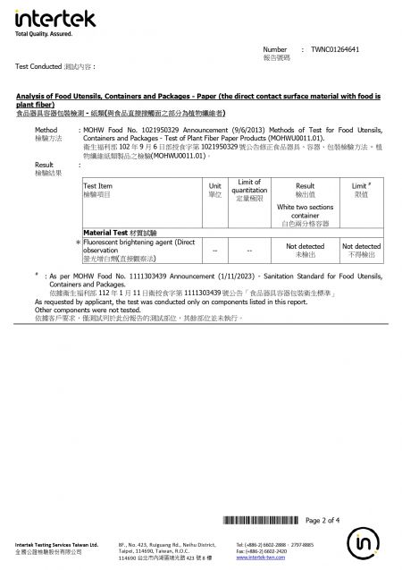 2024 Sugarcane Lunch Box Intertek Testing Report