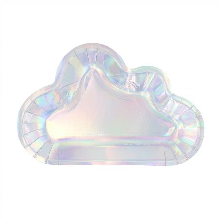 Iridescent Cloud-Shaped Dessert Paper Plate