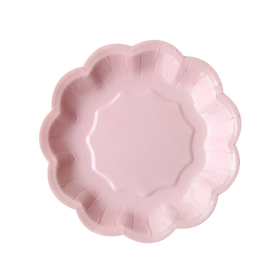 Assiette à gâteau rose en forme de fleur - Assiette en papier de mariage