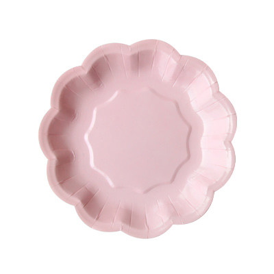 Plato de pastel rosa con forma de flor - Plato de papel para bodas