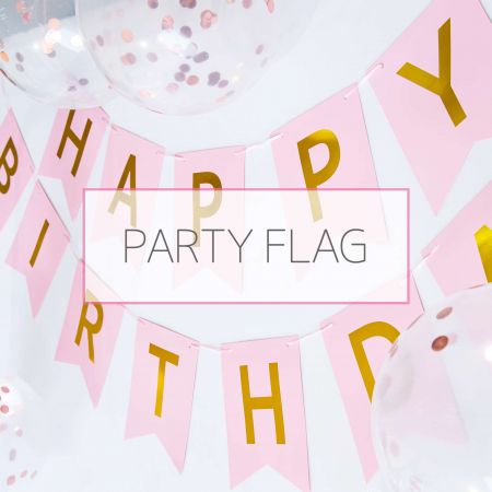 Bendera Parti / Balon / Puncak Kek - Banner Ulang Tahun untuk majlis hari jadi