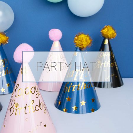 หมวกปาร์ตี้ - หมวกปาร์ตี้สีสันสดใสสำหรับวันเกิดหรือวันครบรอบใดๆ