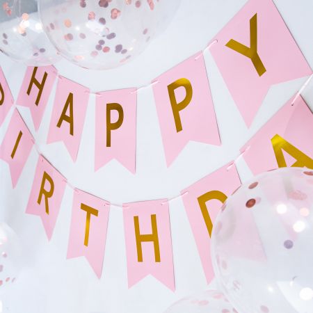 HAPPY BIRTHDAY Party Banner With Balloon - Tair Chu partyware: Happy birthday party banner and 5 pieces of ballon.
