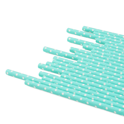 D6*L195mm Paper Straw With Polka Dot - D:6mm Paper Straight Straw