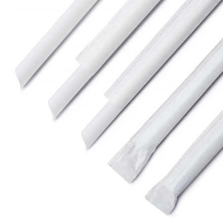 D8*L210mm CPLA Biodegradable Straw (Single Wrapped) - diameter 8mm* length 210mm single wrapped piercing compostable straw for smoothie