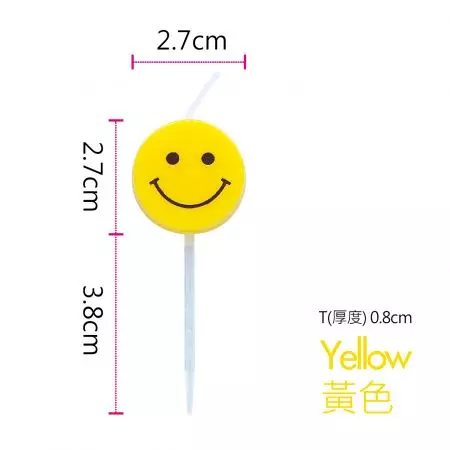 Gelbe Smiley Kuchenkerze