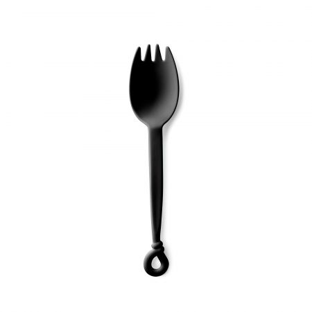 Cuchara tenedor clásico elegante - Tair Chu nuevo producto: cuchara tenedor de comida caliente de color negro clásico. Se puede usar en pasta y comida para llevar, ideal para restaurantes para llevar.