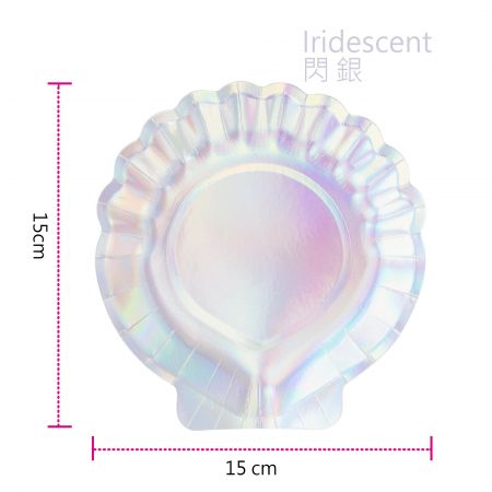 Prato de bolo em forma de concha iridescente
