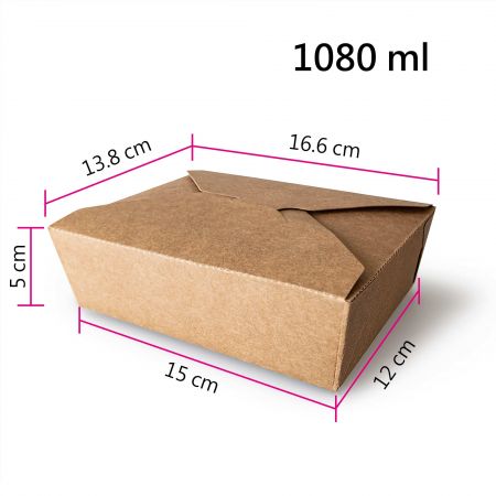 Caixa de Refeição de Papel Kraft de 1080ml