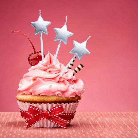 銀色の星型ケーキキャンドル