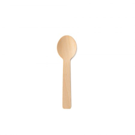 Colher de Madeira Mini de 10cm - Colher de sobremesa descartável de madeira de 10cm