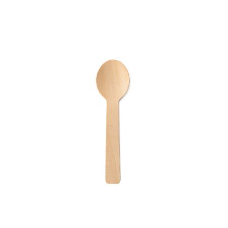 Cuchara mini de madera de 10 cm - Cuchara desechable de postre de madera de 10 cm