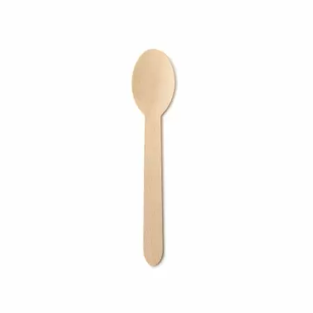 Colher Descartável de Madeira de 16cm - Colher Descartável de Madeira de 16cm