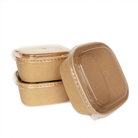 Caixa de Refeição de Papel Kraft Quadrada de 1260ml