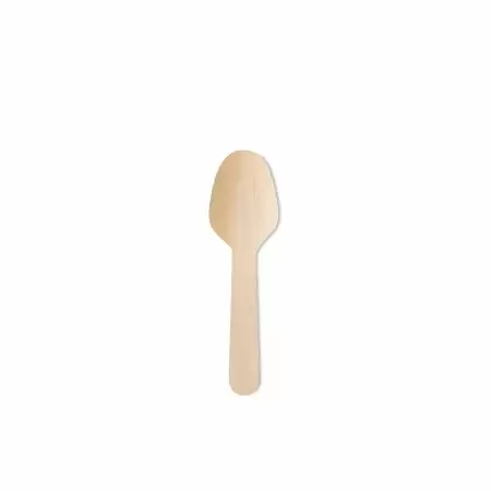 Colher de Gelatina de Madeira de 8,5cm - Colher de gelatina descartável de madeira de 8,5 cm, colher de madeira mini compostável