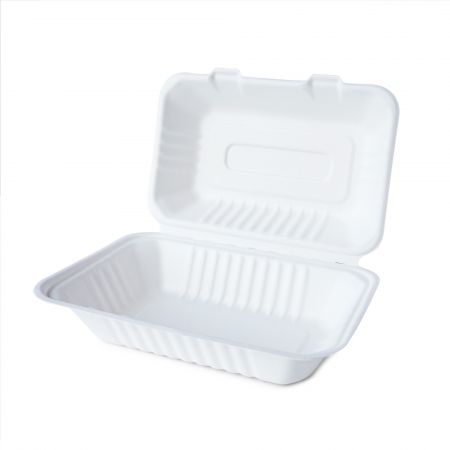 Kotak Makanan Kertas Berkelipatan Tiga Grid (960ml) - Bekas makanan kertas Clamshell 960ml