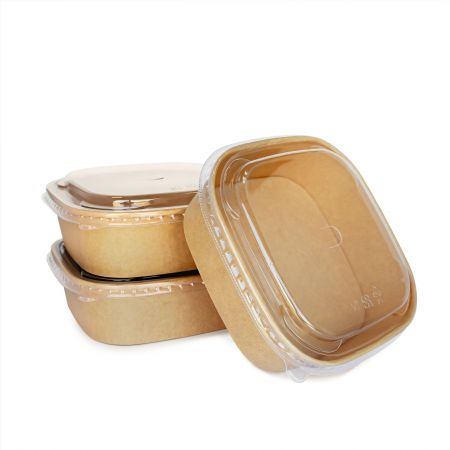 Caixa de Comida de Papel Kraft Quadrada de 960ml