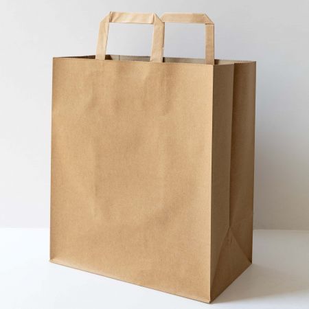 Borsa da shopping Kraft larga - Borsa Kraft con manico piatto e base larga