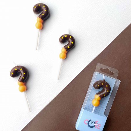 Candela a Forma di Punto Interrogativo Biscotto al Cioccolato