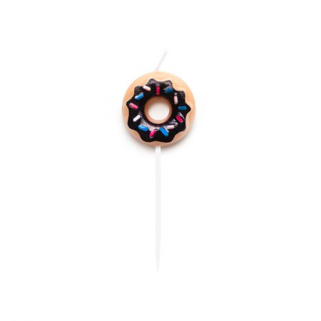 Vela de festa com formato de donuts de chocolate - Velas de aniversário com formato de donuts de chocolate, 20 velas por caixa e envio rápido disponível.