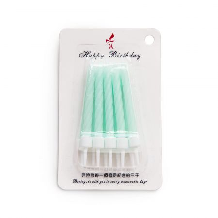 7.5cm Mint Color Spiral Candle - Let's use TAIR CHU mint color twisted candle to enjoy the cake time in birthday parties!