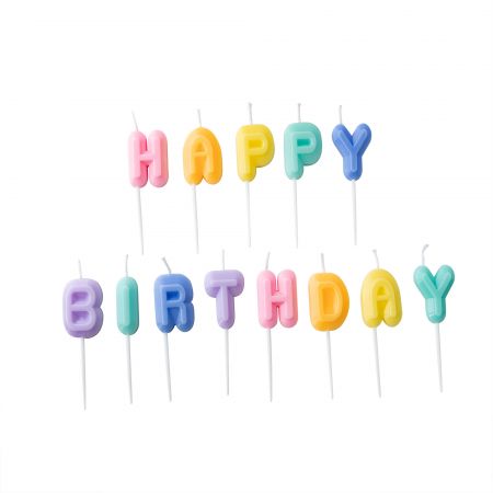 컬러 블록 생일 문자 촛불 - 레리프 형태의 생일 촛불은 다채롭고 귀여우며 생일 파티에 즐거움과 놀라움을 더합니다.