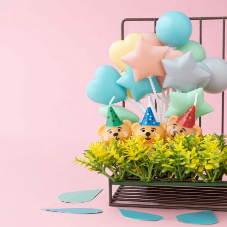 Vela de Aniversário com Chapéu de Festa em Forma de Urso