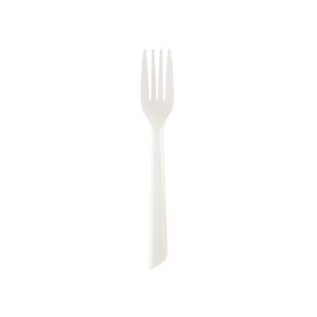 Forchetta per alimenti caldi da 16 cm in materiale PSM - Tair Chu forchetta riciclabile, composta al 15% di amido e all'85% di materiale PP. La dimensione della forchetta è di 16 cm, ed è disponibile in colore naturale e nero.