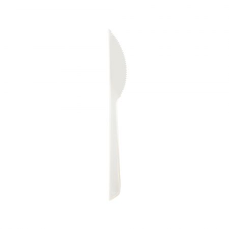 Nóż odporny na wysoką temperaturę 17cm PSM - Tair Chu noż do recyklingu, zawierający 15% skrobi i 85% materiału PP. Rozmiar noża to 17 cm, ma naturalny kolor i czarny.