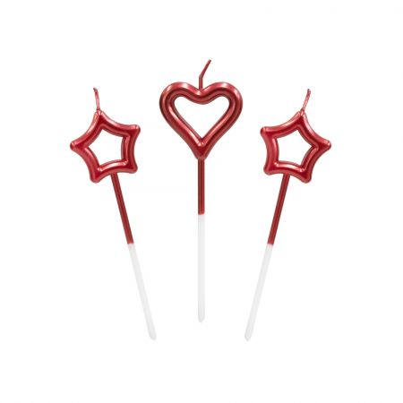 Candela decorativa rossa lucida per torte - Candela decorativa rossa lucida per torte