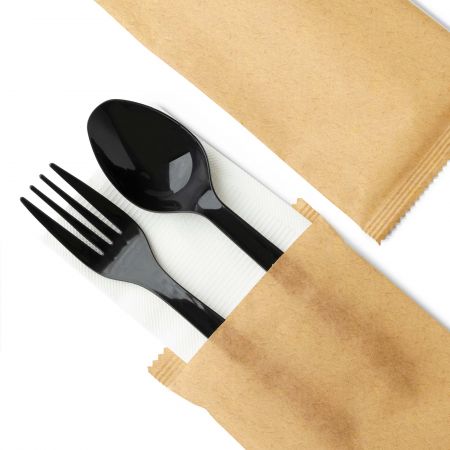 カスタマイズされたクラフト紙製の3in1ブラックランチバッグセット