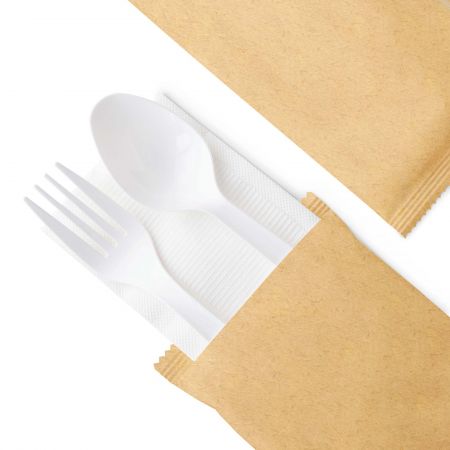 客製化牛皮紙包三合一白色餐包組