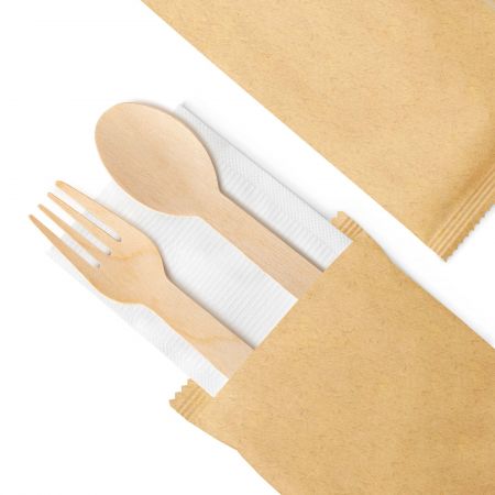 客製化牛皮紙包木製餐具組