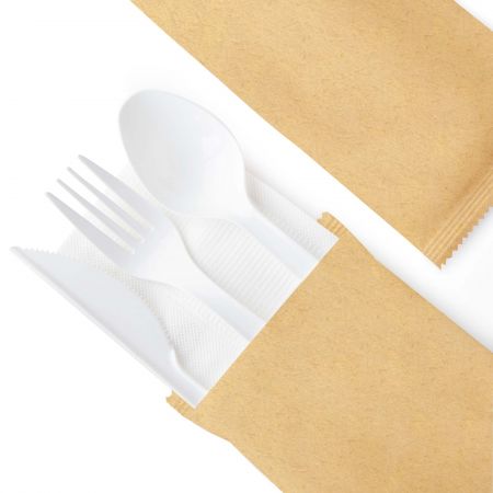 カスタム牛革紙包装の4つ折り白い食事セット