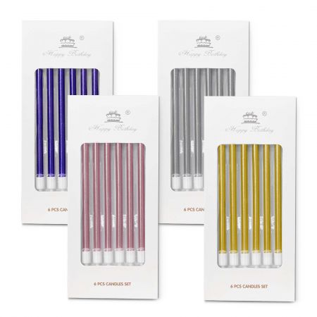 Long Candle for Party - The long candles are available in a shiny metallic color range, including silver, blue, gold, and rose gold, making them perfect for wedding anniversaries and birthday parties.