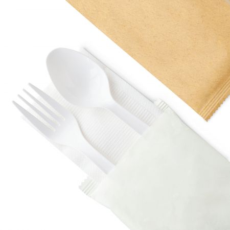 カスタム紙包み三種類の白いカトラリーセット