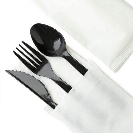 カスタムペーパーパッケージ付きの黒色食器セット