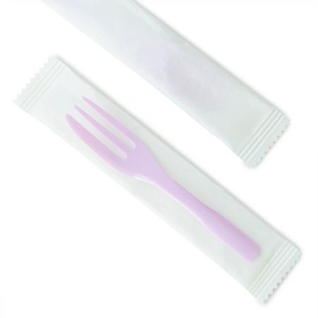 紙包装法式ケーキフォーク(注文生産) - 紙巻きフレンチケーキフォーク、1箱あたり2,000パッケージ、包装および印刷可、最低注文数量30,000パッケージが必要です。