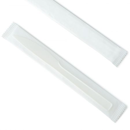 紙包16.5cm CPLA堆肥可能なナイフ(注文生産) - 紙包16.5cm環境に優しい分解可能ナイフ、1箱に1000包、パッケージ印刷可能、注文は3万包から受け付けています。