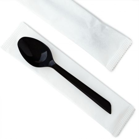 紙巻き耐熱スプーン(受注生産品) - 耐熱スプーンに耐える紙パッケージ、1箱1,000パック入り、パッケージ印刷承ります、最低発注数量は30,000パックからとなります。