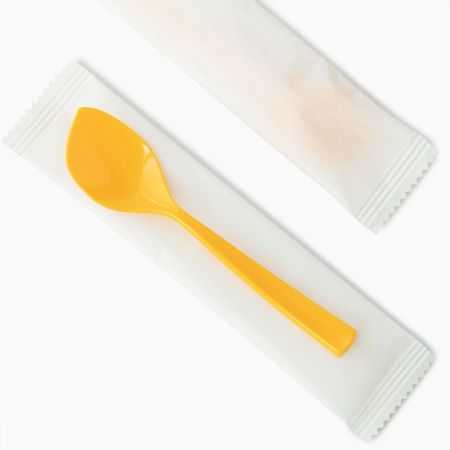 纸包叶子汤匙(订购生产) - 紙包み葉っぱスプーン、1箱に2000包、印刷包装可能、注文時には3万包以上の最低注文量が必要です。