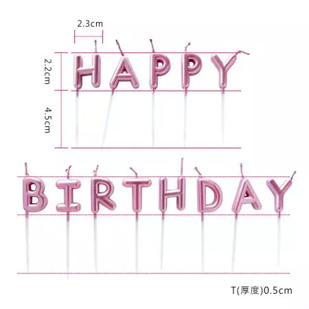 गुलाबी HAPPY BIRTHDAY मोमबत्ती