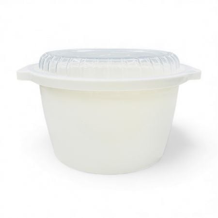 3000ml防漏年菜湯鍋 - 3000ml防漏年菜湯鍋寬身盛裝羊肉爐或排骨湯整塊食材,高載量符合家庭聚餐需求。每50組出貨,直徑22x14.7cm。