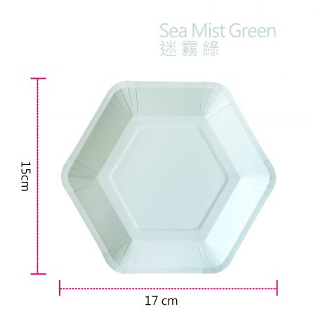Piatto per torta esagonale verde bruma marina