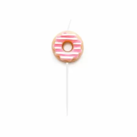 Vela de aniversário em forma de donut de morango - Velas de aniversário em forma de donut de morango, 20 velas por caixa.