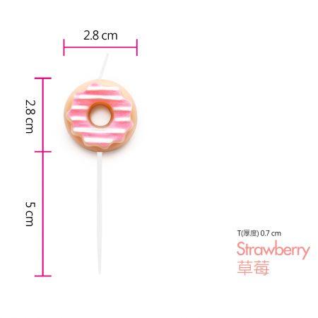 Vela de Festa em Forma de Donut de Morango