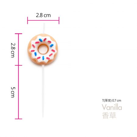 Vela de festa com formato de donuts de baunilha