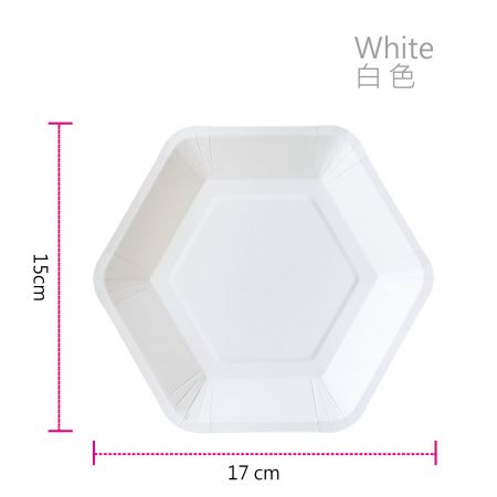 Prato de bolo hexagonal branco