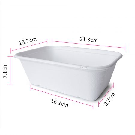 Boîte à lunch rectangulaire en bagasse de 1300 ml - Fond